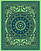Emerald Teal Floral Medallion Rug