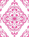 Rich Pink Floral Damask Medallion Rug