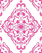 Rich Pink Floral Damask Medallion Rug