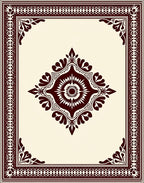 Rich Mahogany Ornamental Floral Frame Rug
