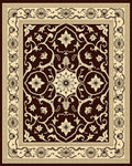 Dark Brown Beige Floral Medallion Rug