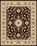 Dark Brown Beige Floral Medallion Rug
