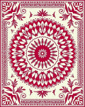 Crimson Medallion Floral Border Rug