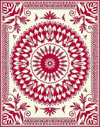 Crimson Medallion Floral Border Rug