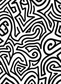 Abstract Black White Curly Lines Rug