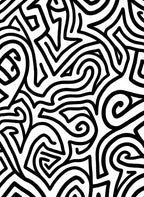 Abstract Black White Curly Lines Rug