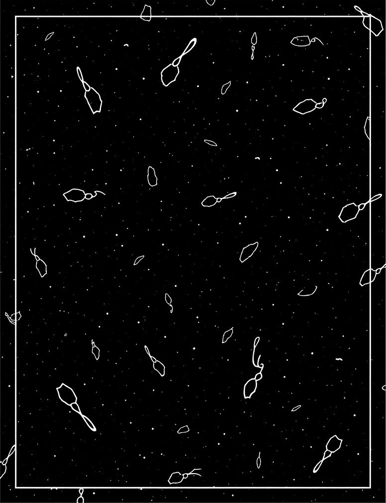 Cosmic Black White Scattered Shapes Rug