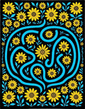 Bold Yellow Sunflower Floral Swirl Rug