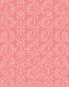 Coral White Line Art Repeating Figures Rug