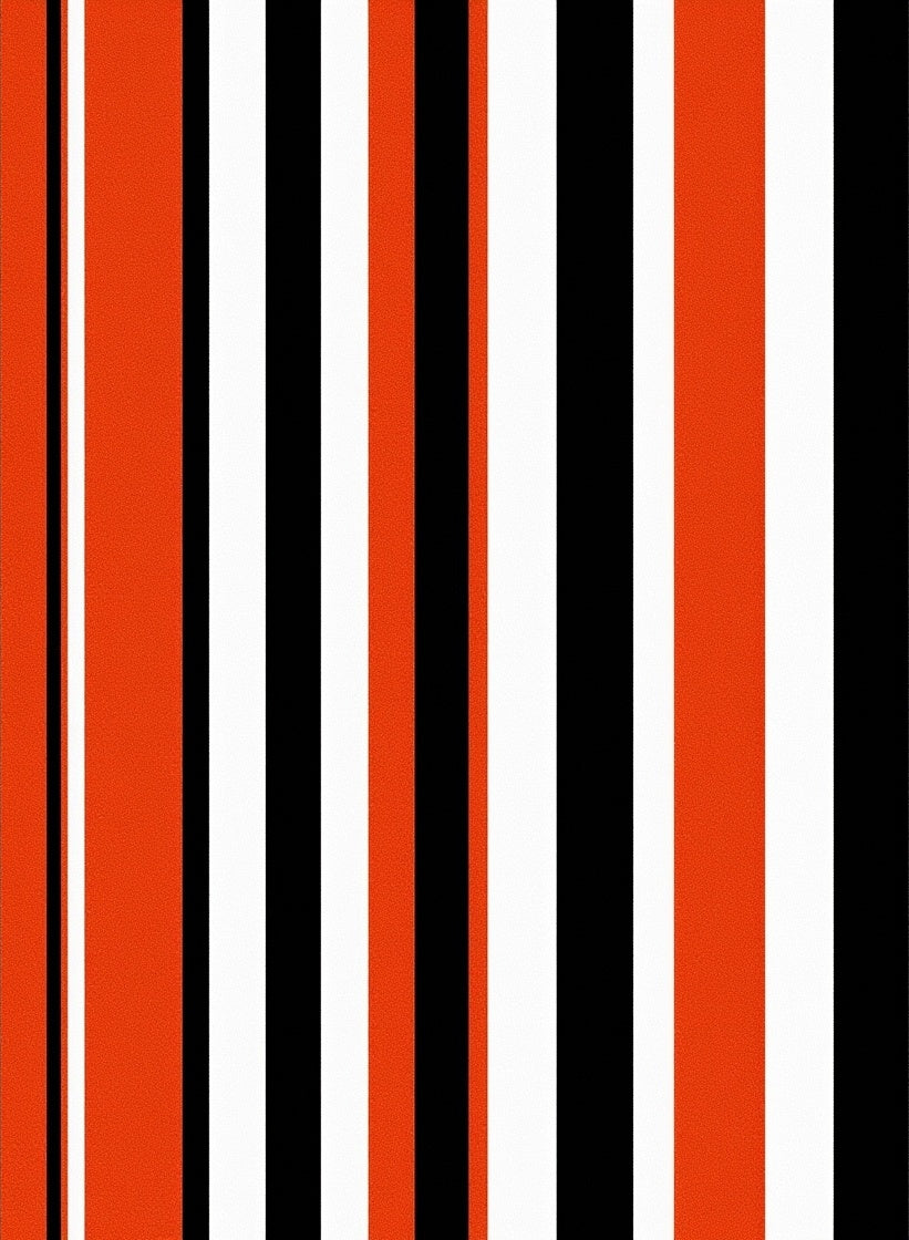 Vibrant Orange Black White Stripe Rug