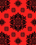 Crimson Black Floral Medallion Collage Rug
