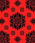 Crimson Black Floral Medallion Collage Rug
