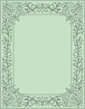 Elegant Mint Green Floral Scroll Border Rug