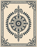 Antique Navy Sunburst Mandala Frame Rug