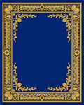 Ornate Gold Blue Floral Border Rug