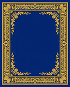 Ornate Gold Blue Floral Border Rug