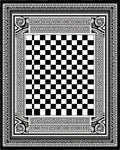 Monochrome Checkerboard Tribal Border Rug