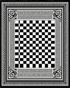 Monochrome Checkerboard Tribal Border Rug