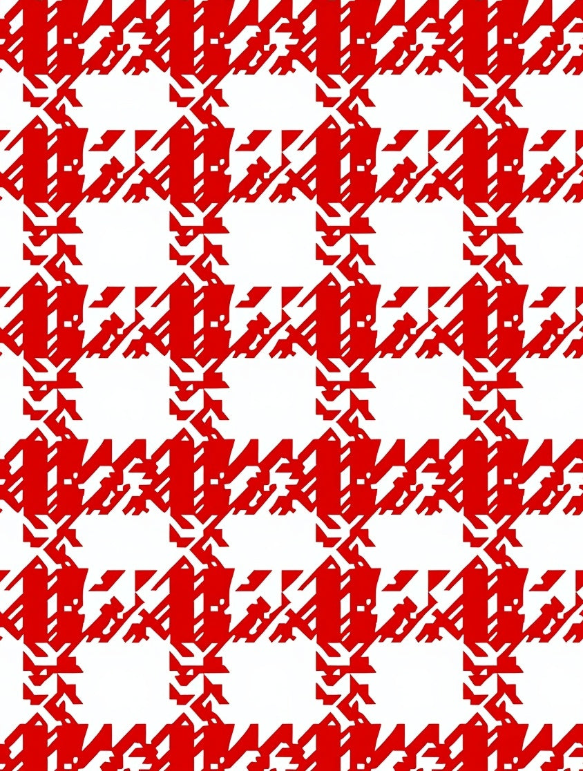 Vibrant Red Houndstooth Checkered Rug