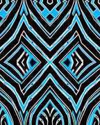 Bold Black Blue Geometric Chevron Rug