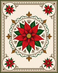 Red Poinsettia Floral Medallion Rug