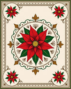 Red Poinsettia Floral Medallion Rug