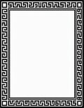 Black White Geometric Meander Border Rug