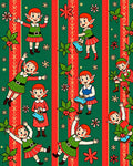 Christmas Elves Red Green Striped Rug