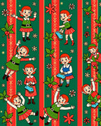 Christmas Elves Red Green Striped Rug
