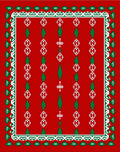 Bold Red White Green Diamond Vertical Rug