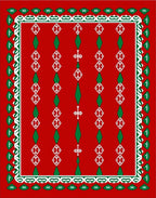 Bold Red White Green Diamond Vertical Rug