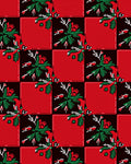 Crimson and Emerald Floral Checkered Rug