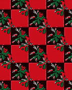 Crimson and Emerald Floral Checkered Rug