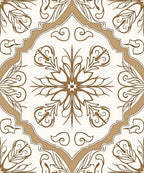 Ornate Golden Floral Medallion Rug