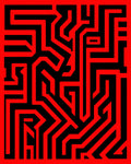 Bold Red Geometric Maze Rug