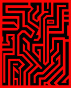 Bold Red Geometric Maze Rug