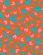 Retro Teal Birds Orange Pink Swirls Rug