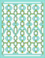 Light Aqua Geometric Interlocking Medallion Rug