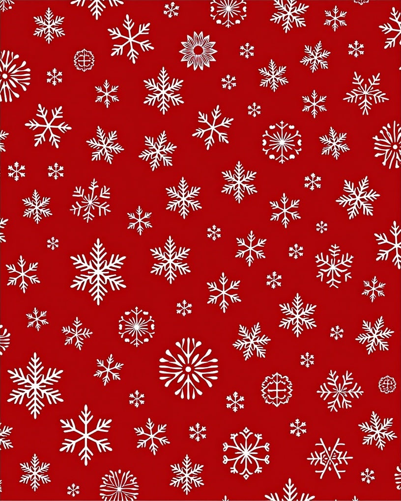Red White Snow Flurry Field Rug