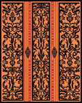 Orange Black Bold Floral Vertical Art Rug