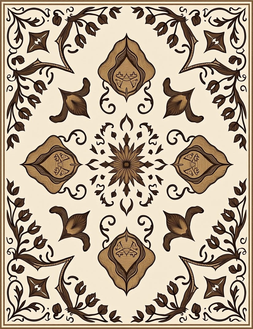 Earthy Tones Floral Crest Rug