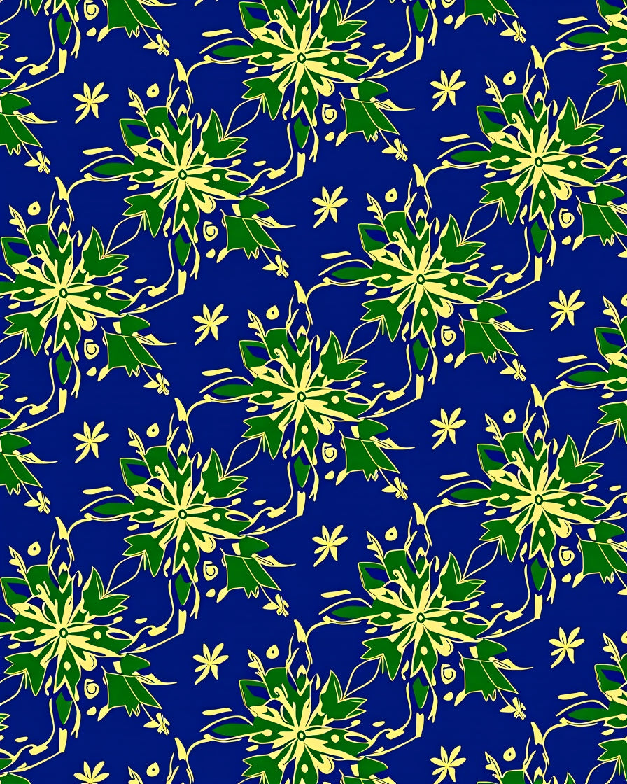 Green Yellow Floral Starburst Swirl Rug