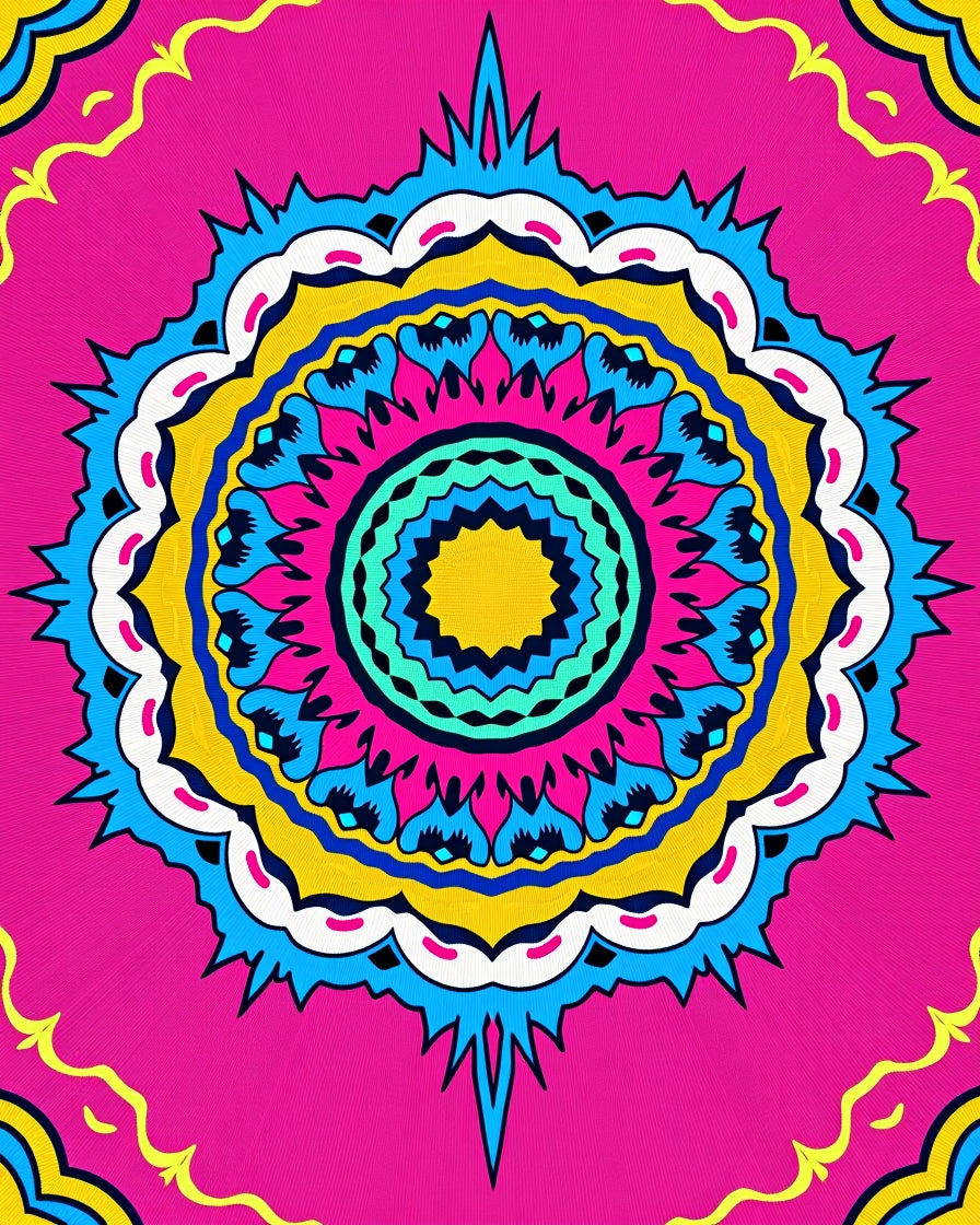 Vibrant Pink Medallion Sunburst Rug