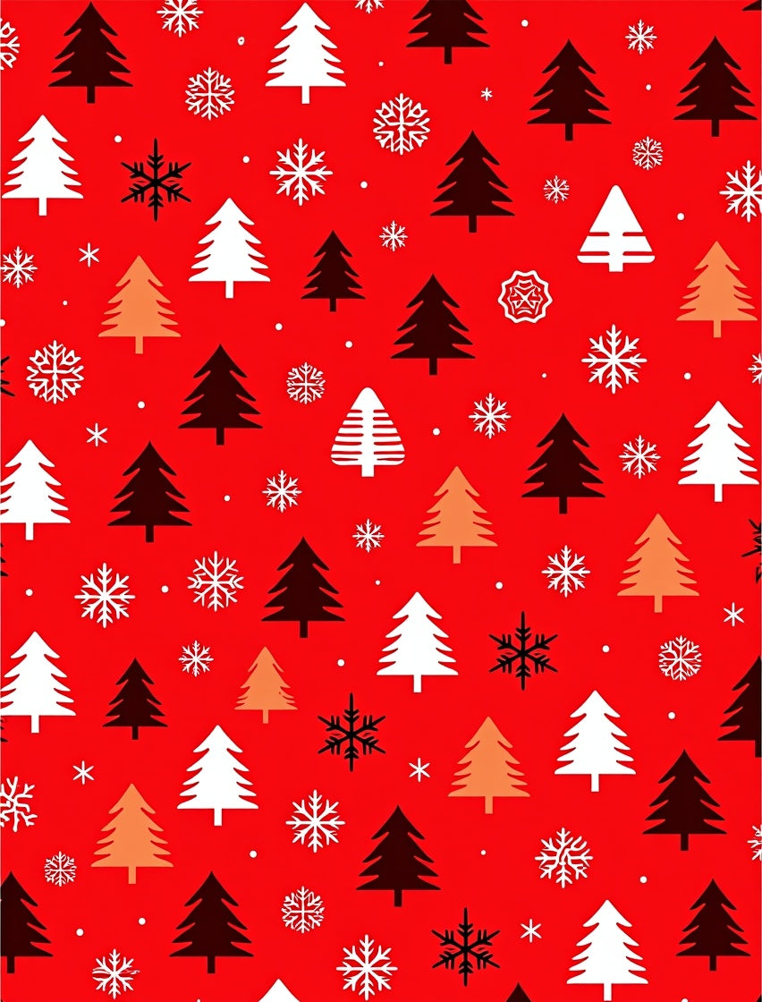 Christmas Tree Snowflakes Red Background Rug