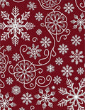 Crimson White Snowflake Swirls Rug