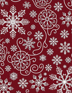 Crimson White Snowflake Swirls Rug