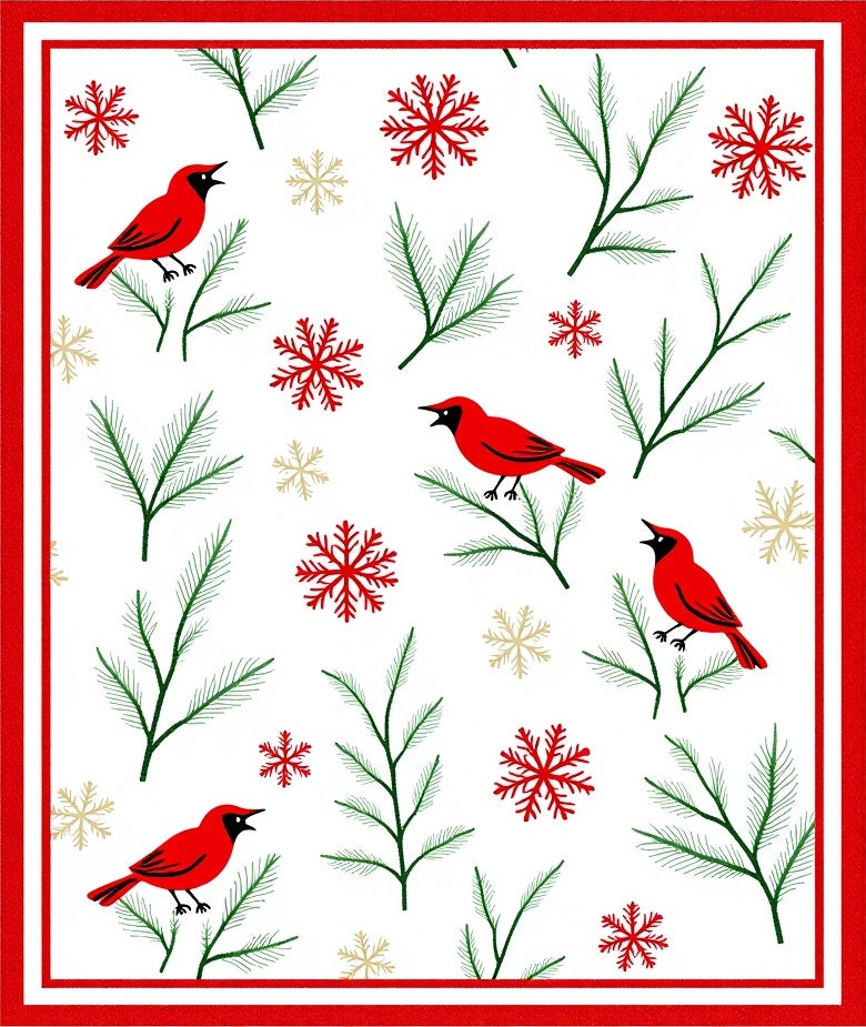 Red Cardinals With Snowy Branches Rug