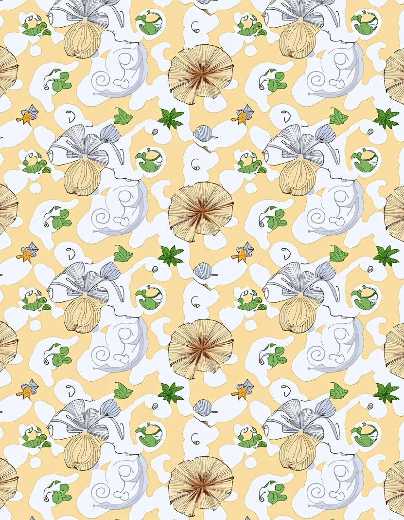 Whimsical Yellow Floral Mushroom Sky Rug