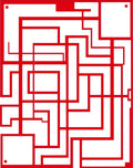 Bold Red Geometric Maze Lines Rug