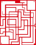 Bold Red Geometric Maze Lines Rug
